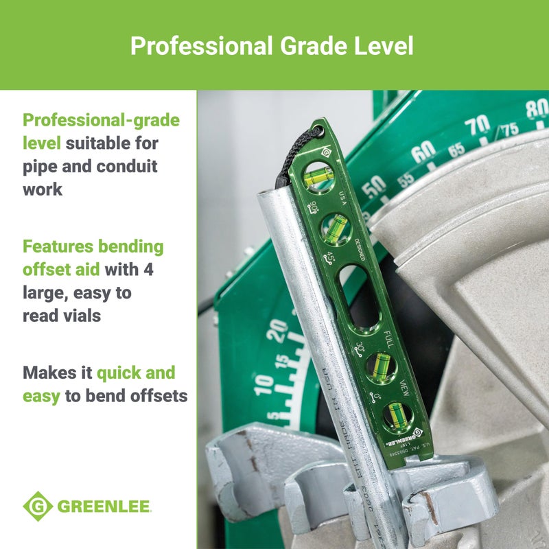 Greenlee L107 Electrician's Magnetic Torpedo Level with Conduit Bending Offset Aid, Green - Image 4